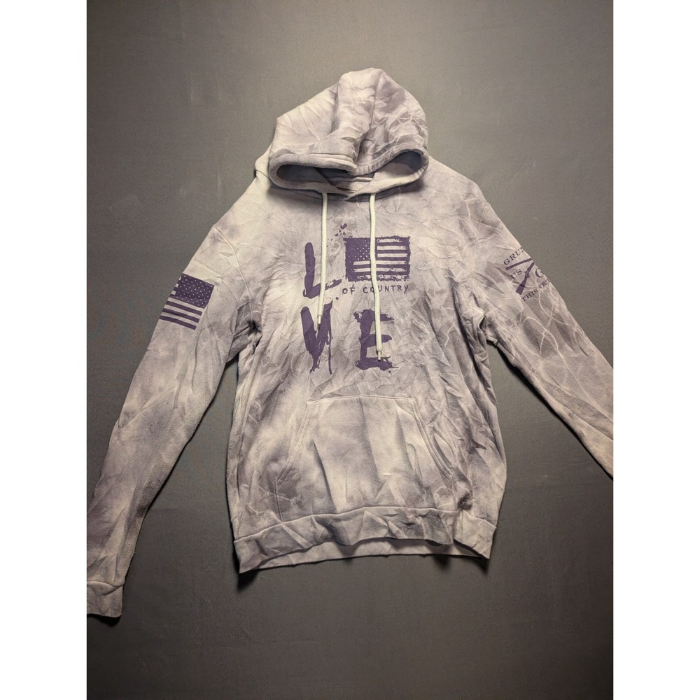 Grunt Style Womens Purple Tie Dye Love Of Country Flag Hoodie Pullover Size L